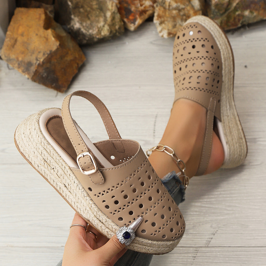 Women's closed-toe hemp-style platform sandals