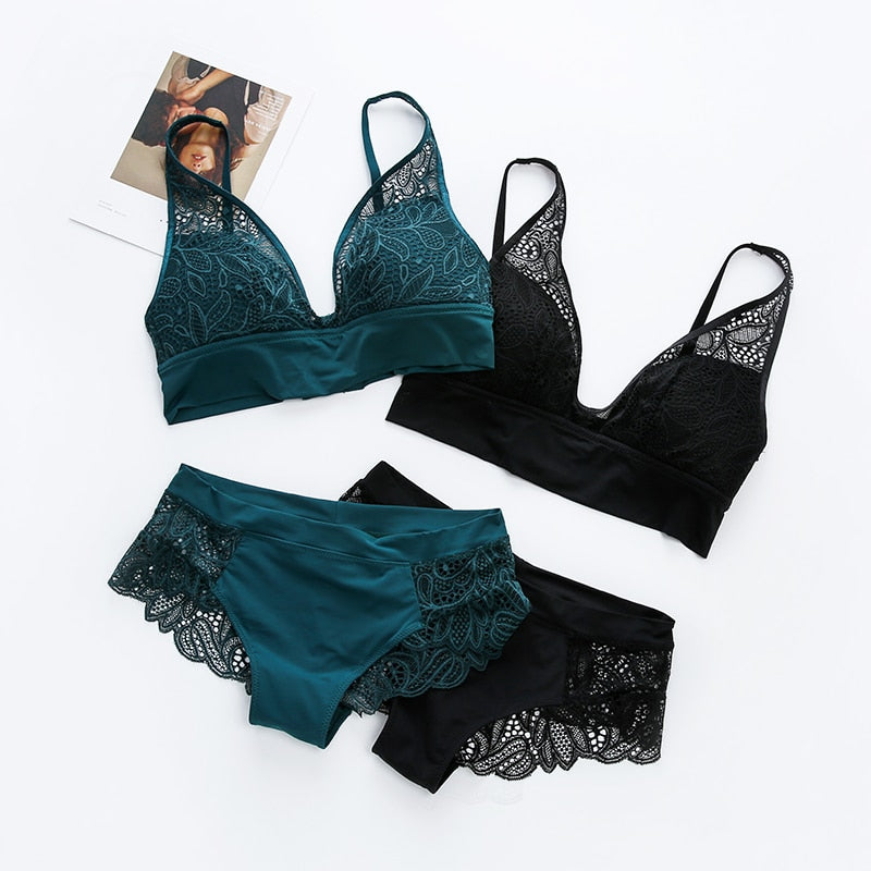 jacquard wireless bra and brief set