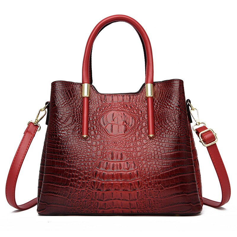 croc-effect PU large tote bag