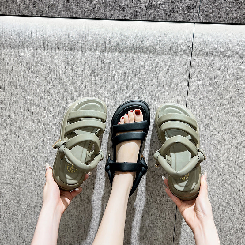 Summer New Sandals Women's Black Two-Wear Beach Shoes All-Match Outer Wear