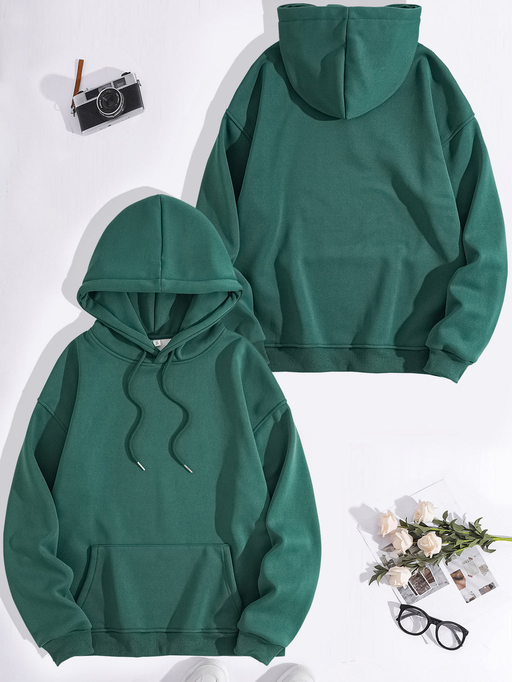 Kangaroo pocket hooded long sleeved fleece hoodie