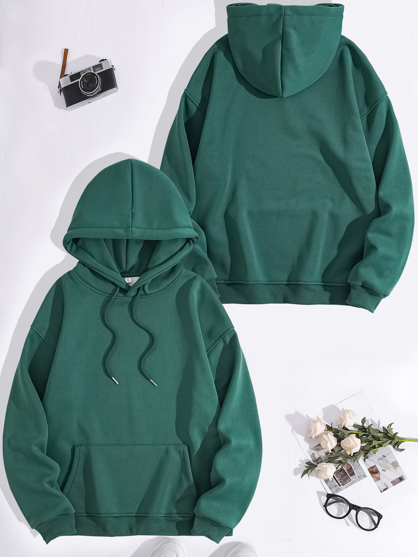 Kangaroo pocket hooded long sleeved fleece hoodie