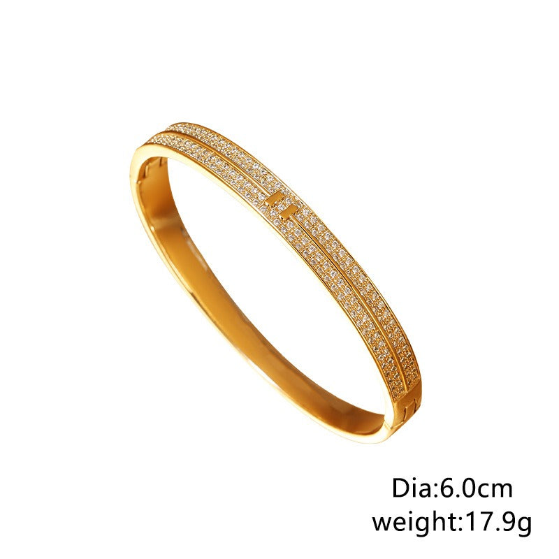 Hot selling copper micro inlaid jewelry supply, plated with real gold and zirconium bracelets, simple and personalized