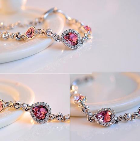 The New Listing Classic Ocean Heart Crystal Silver Fashion Bracelets Korean Jewelry Women's Gift Wholesale