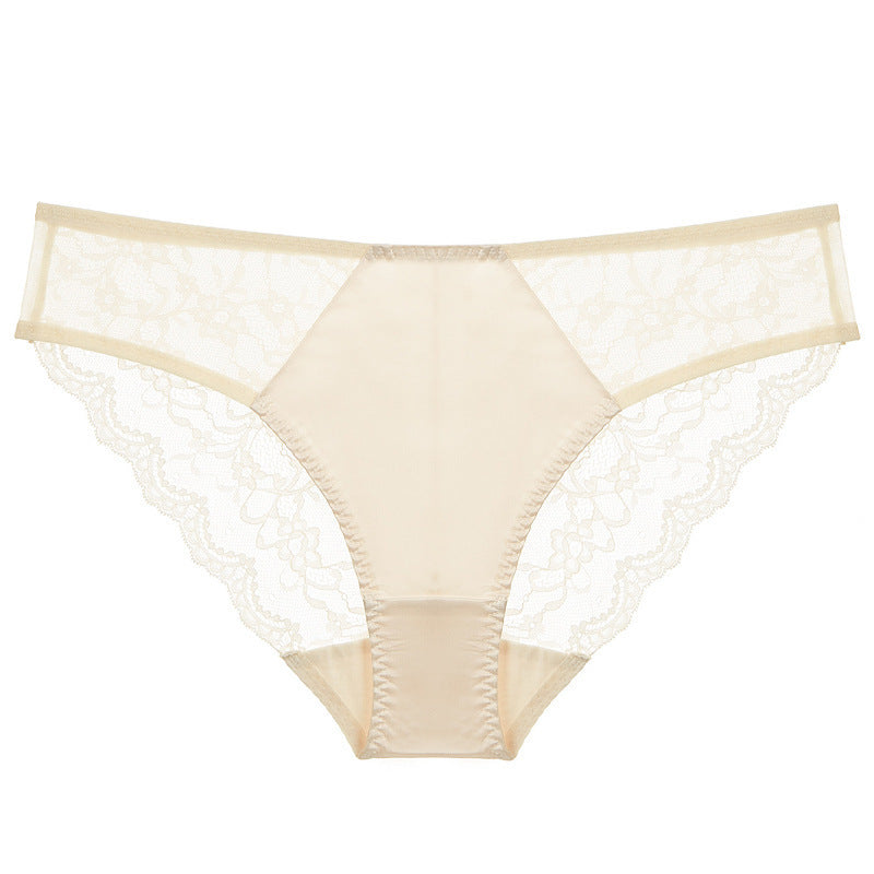 breathable lace mid-waist briefs