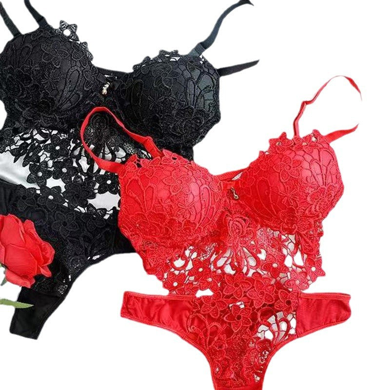 Dreiteiliges Transparentes Spitzen‑Schlafset