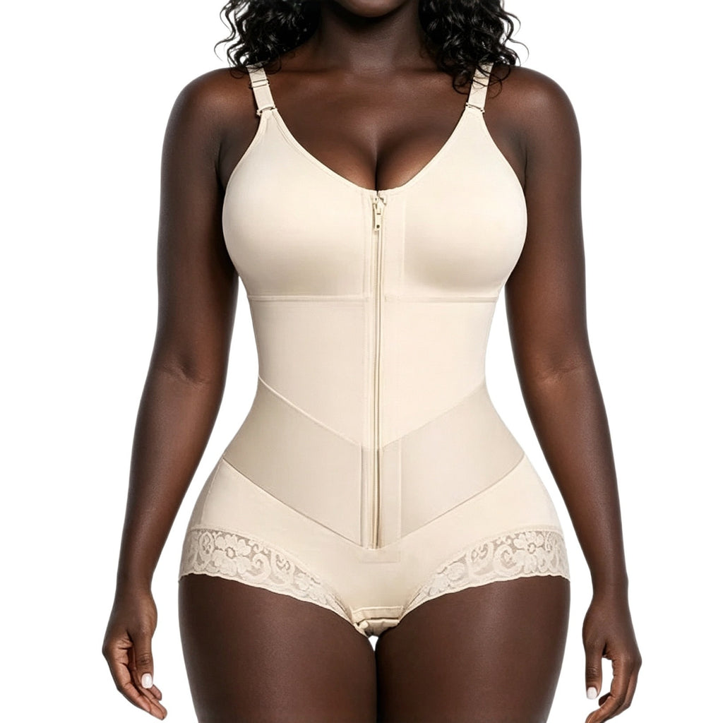 high-waist lace trim shapewear brief