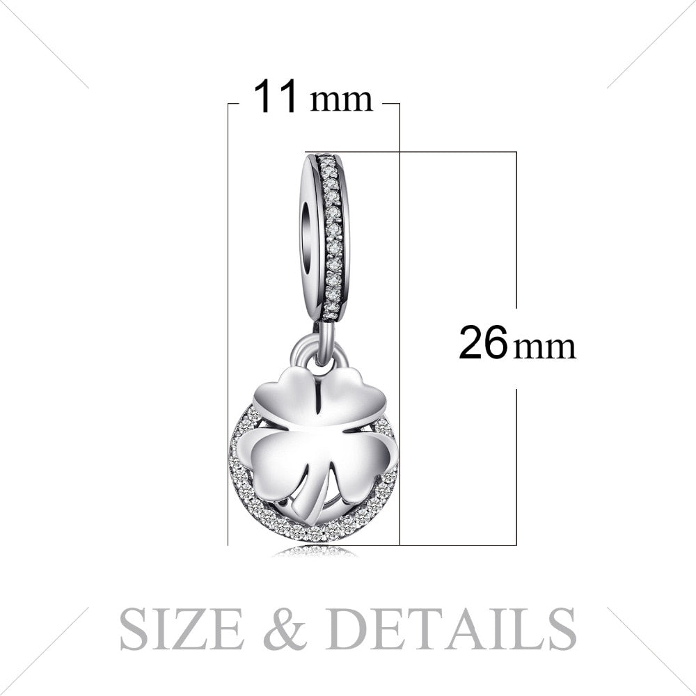 Jewelrypalace 100% 925 Sterling Silver Charms 4 Leaf Clover Beads fit Bracelets Anniversary Gifts Fashion DIY Jewelry