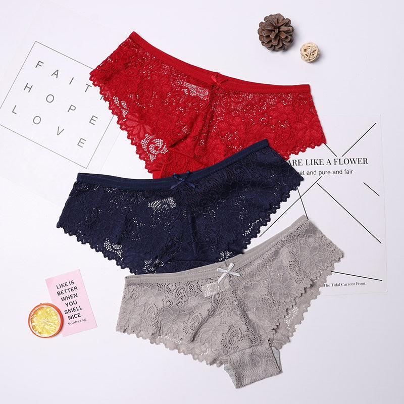 three-pack lace women's briefs