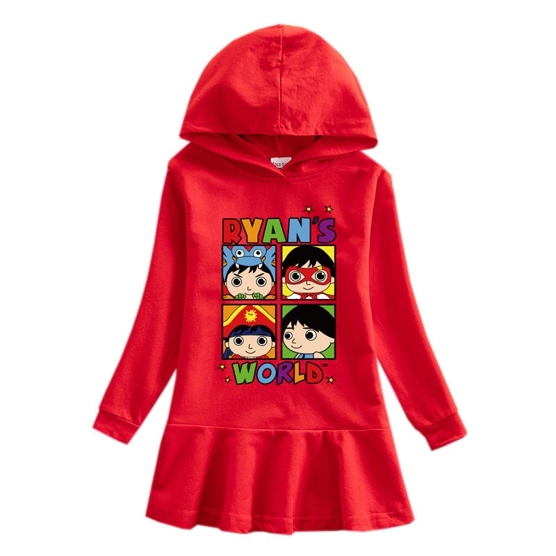 Girls hooded printed dress