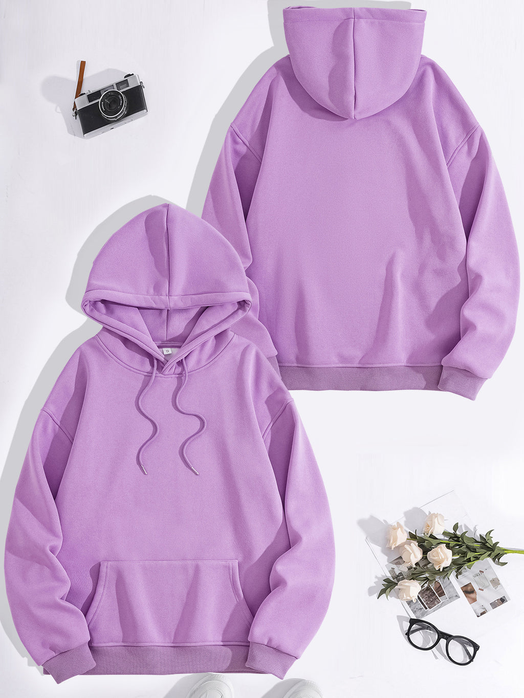 Kangaroo pocket hooded long sleeved fleece hoodie