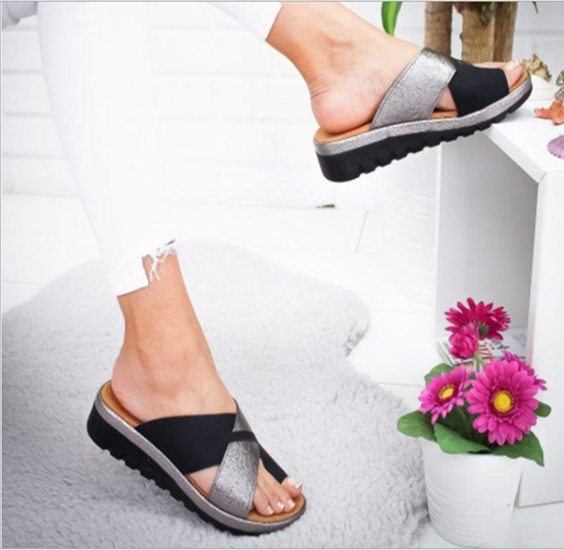 Large Size Sandals Women's Spring And Summer New Solid Color Slip-On