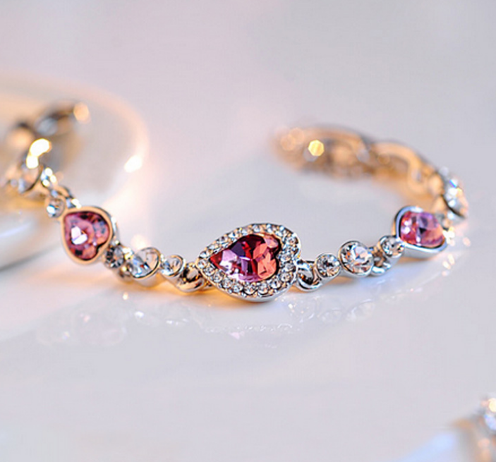 The New Listing Classic Ocean Heart Crystal Silver Fashion Bracelets Korean Jewelry Women's Gift Wholesale