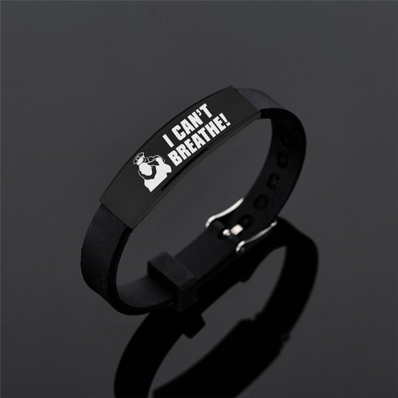 American Protest I Can't Breath Bracelets Black Stainless Steel Silicone Bracelets&Bangles Adjustable George Floyd