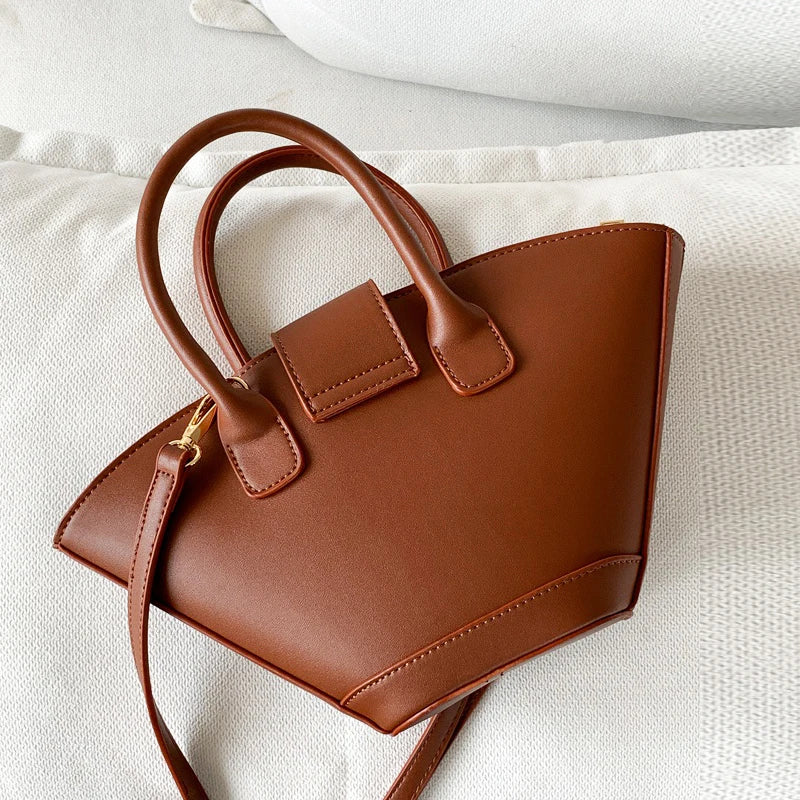 vintage shell top-handle PU bag