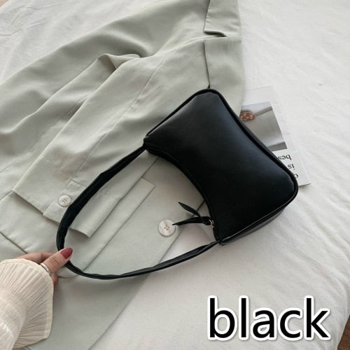 purple PU baguette underarm shoulder bag