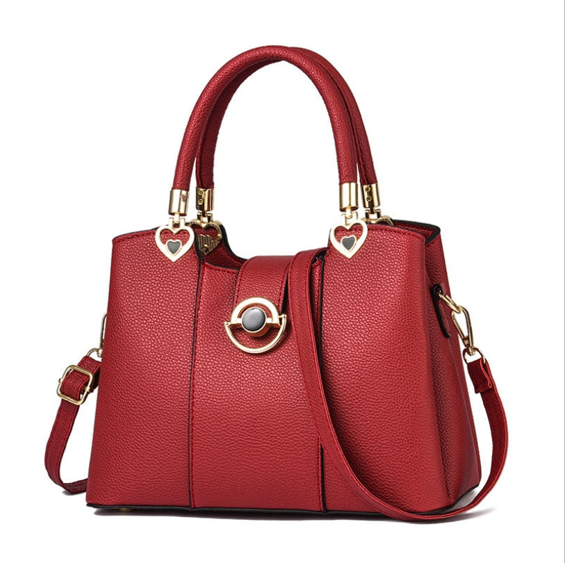 solid color leather shoulder messenger bag