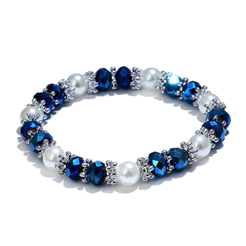 Shiny Colorful Bangle Rhinestone Faux Pearl Charm Bracelets