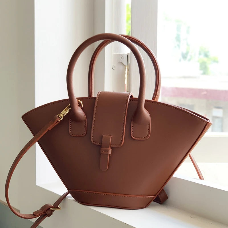 vintage shell top-handle PU bag