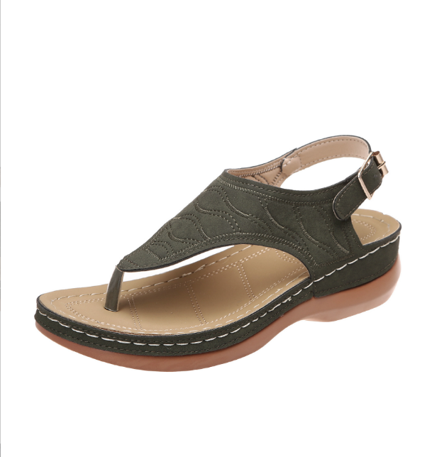 Roman Style One Word Buckle Women's Sandals 43 Large Size
