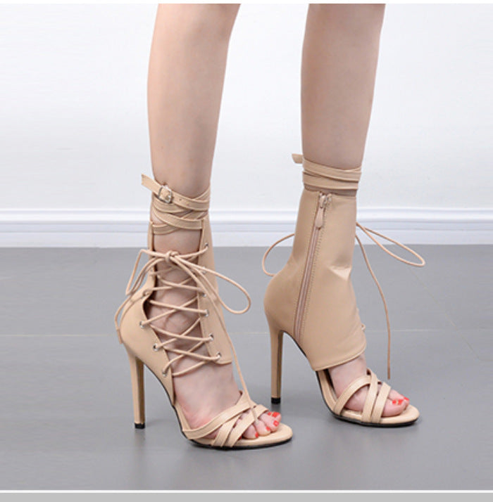 New high heel strap belt buckle sandals Roman shoes