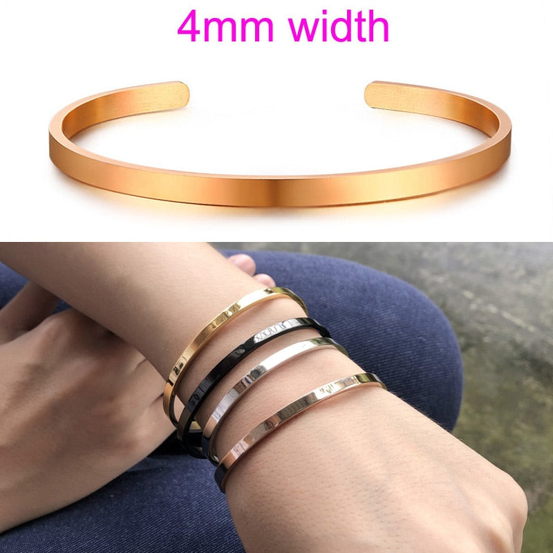 Inspirational Cuff Bracelet Bangle For Women Rose Gold silver color Engraved Mantra Bracelets Wife Fiance Personalized Gifts