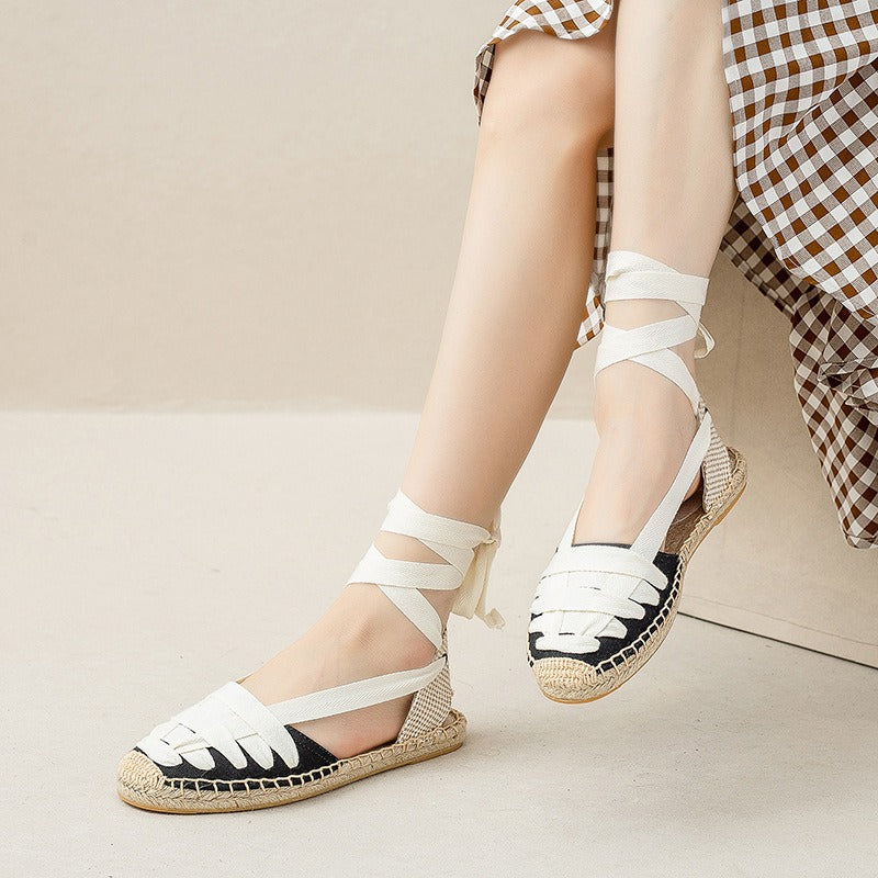 Womens Sandals T-strap Flat With Open Rubber