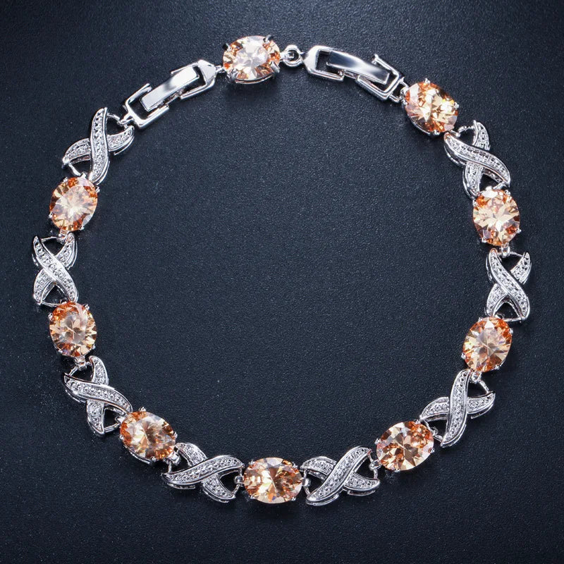 925 sterling silver bangle with gemstone stones