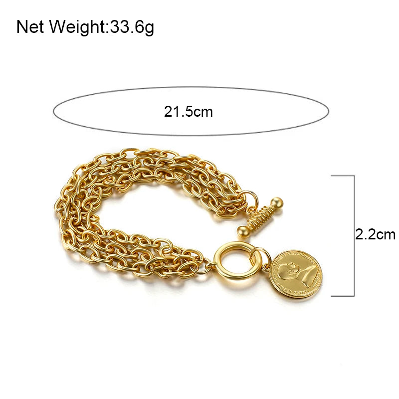 Charm Chain Bracelets For Women Men Stainless Steel Alloy
