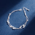 Daiwujan 925 Sterling Silver Double Layers Stars Beads Bracelets For Women Elegant Box Chain Charm Bracelet Birthday Party Gift