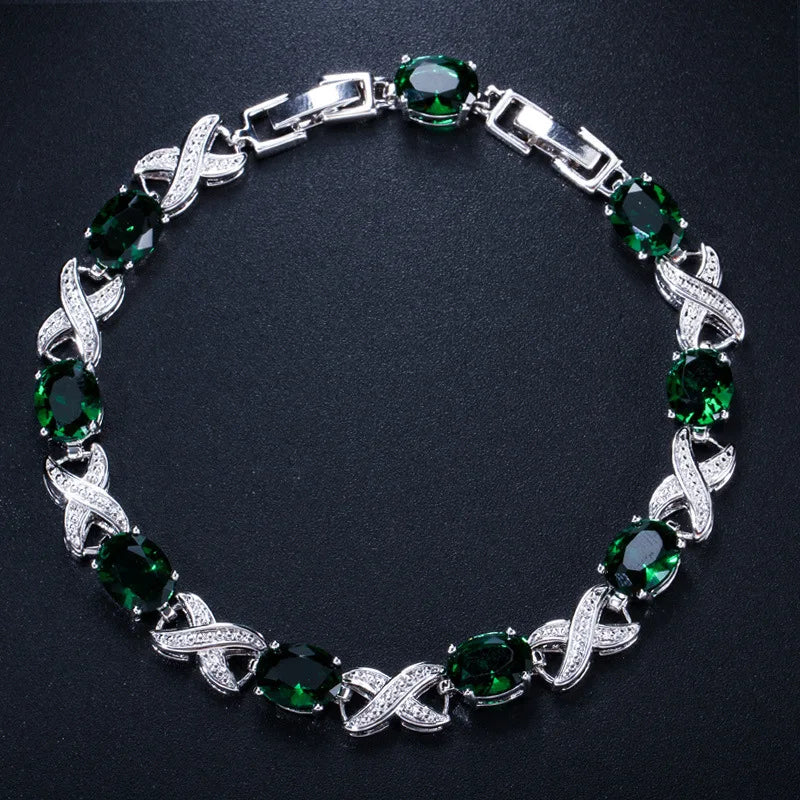 925 sterling silver bangle with gemstone stones