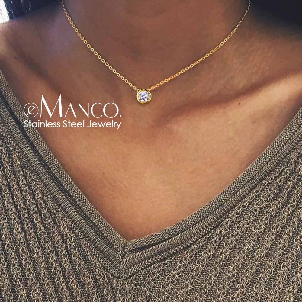 e-Manco Classic Stainless Steel Necklace for women Designer Jewelry Luxury Statement