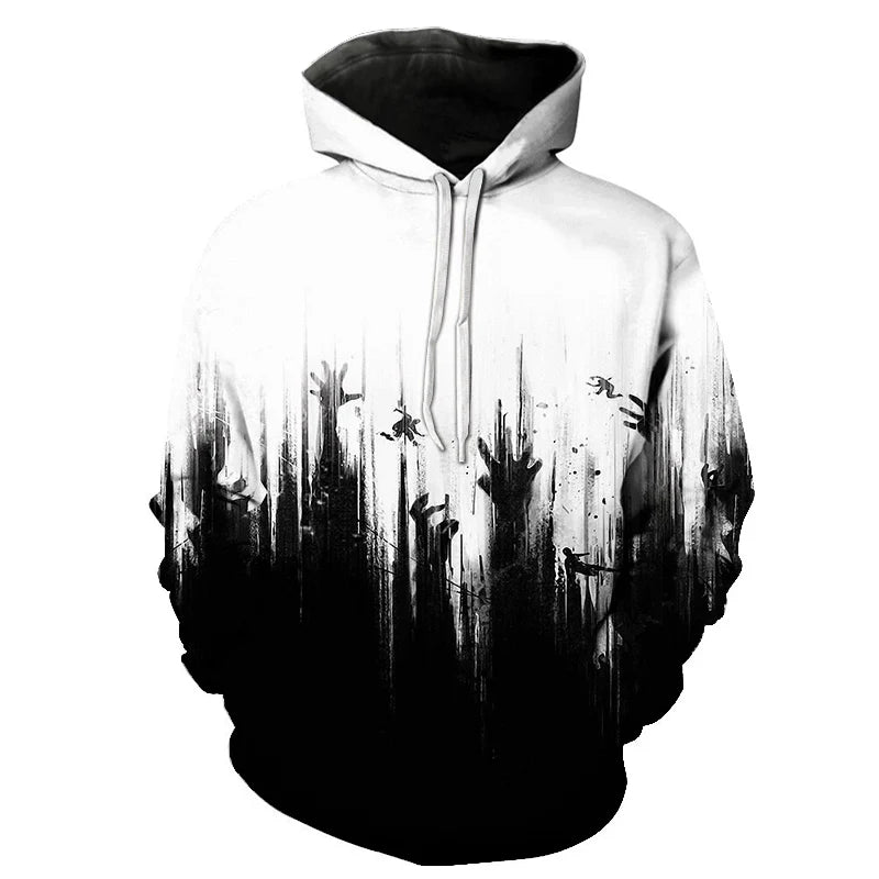 Hoodie with 3D horror-style graphic print