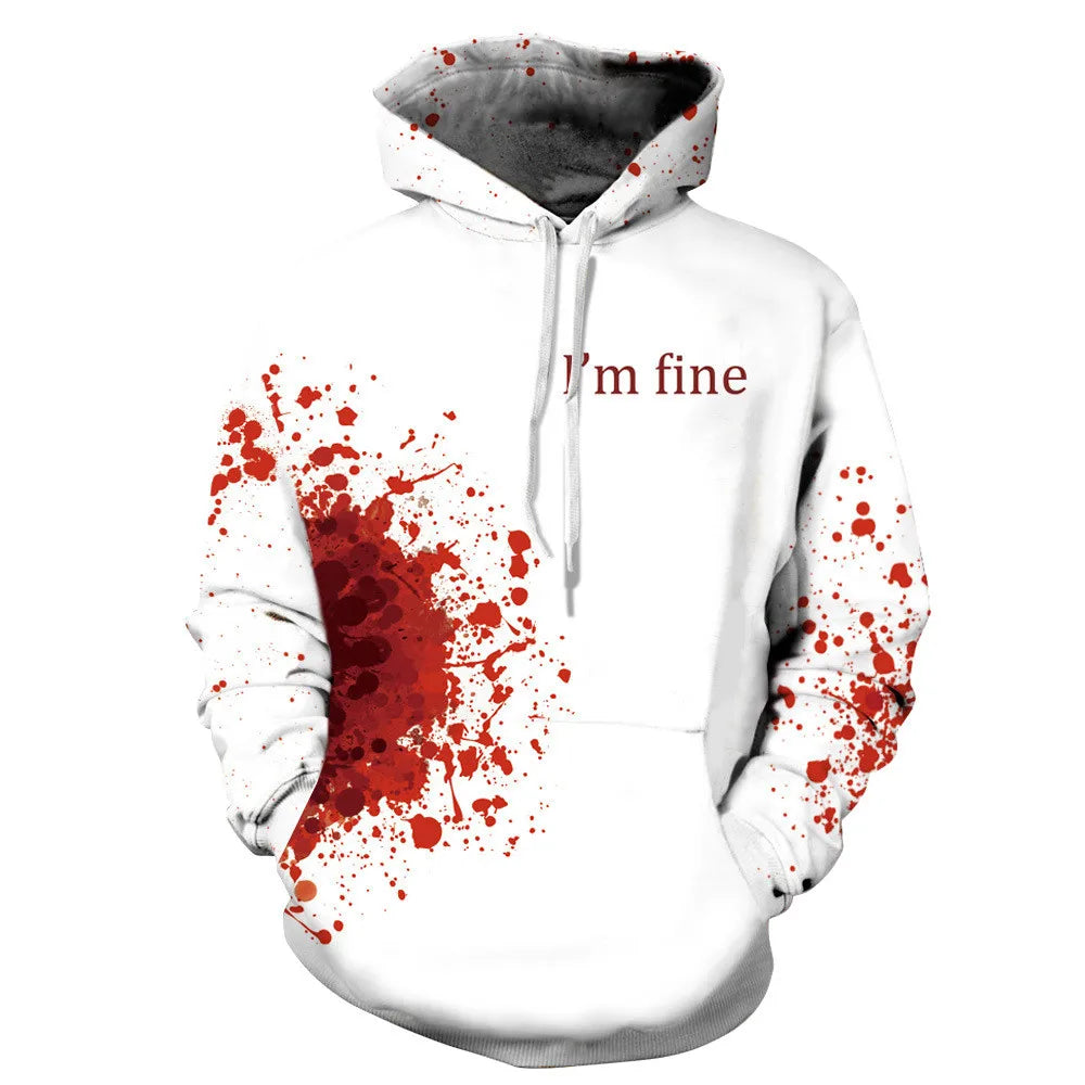 Hoodie with 3D horror-style graphic print