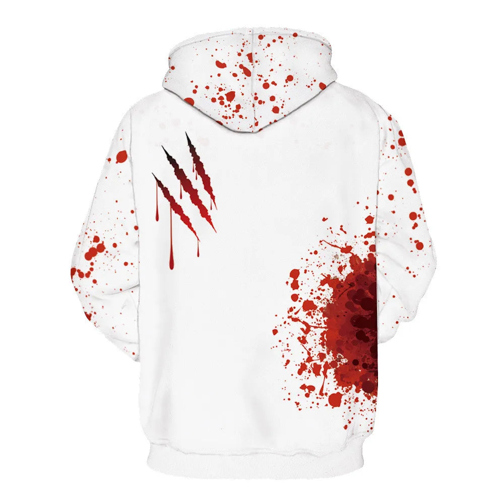 Hoodie with 3D horror-style graphic print