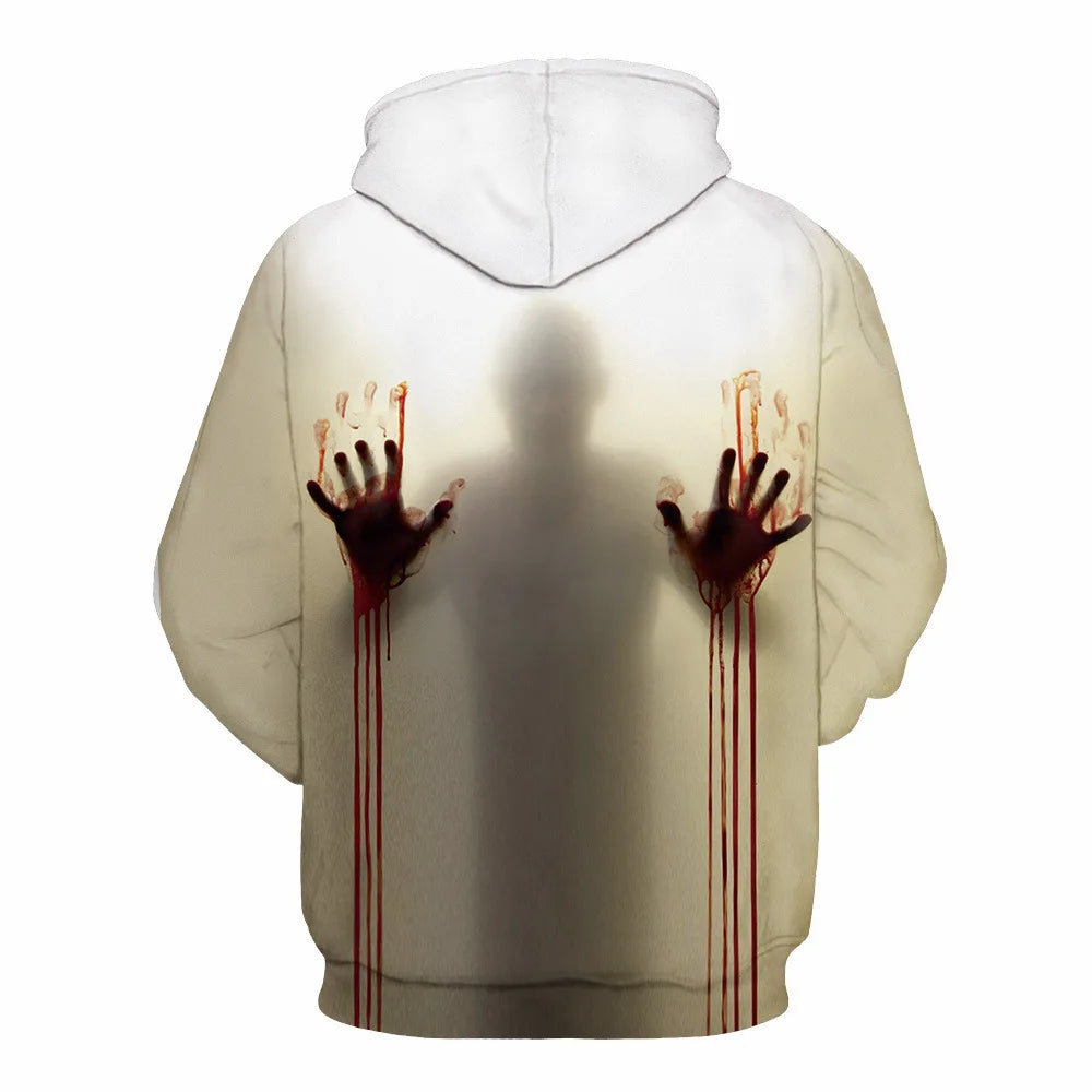 Hoodie with 3D horror-style graphic print