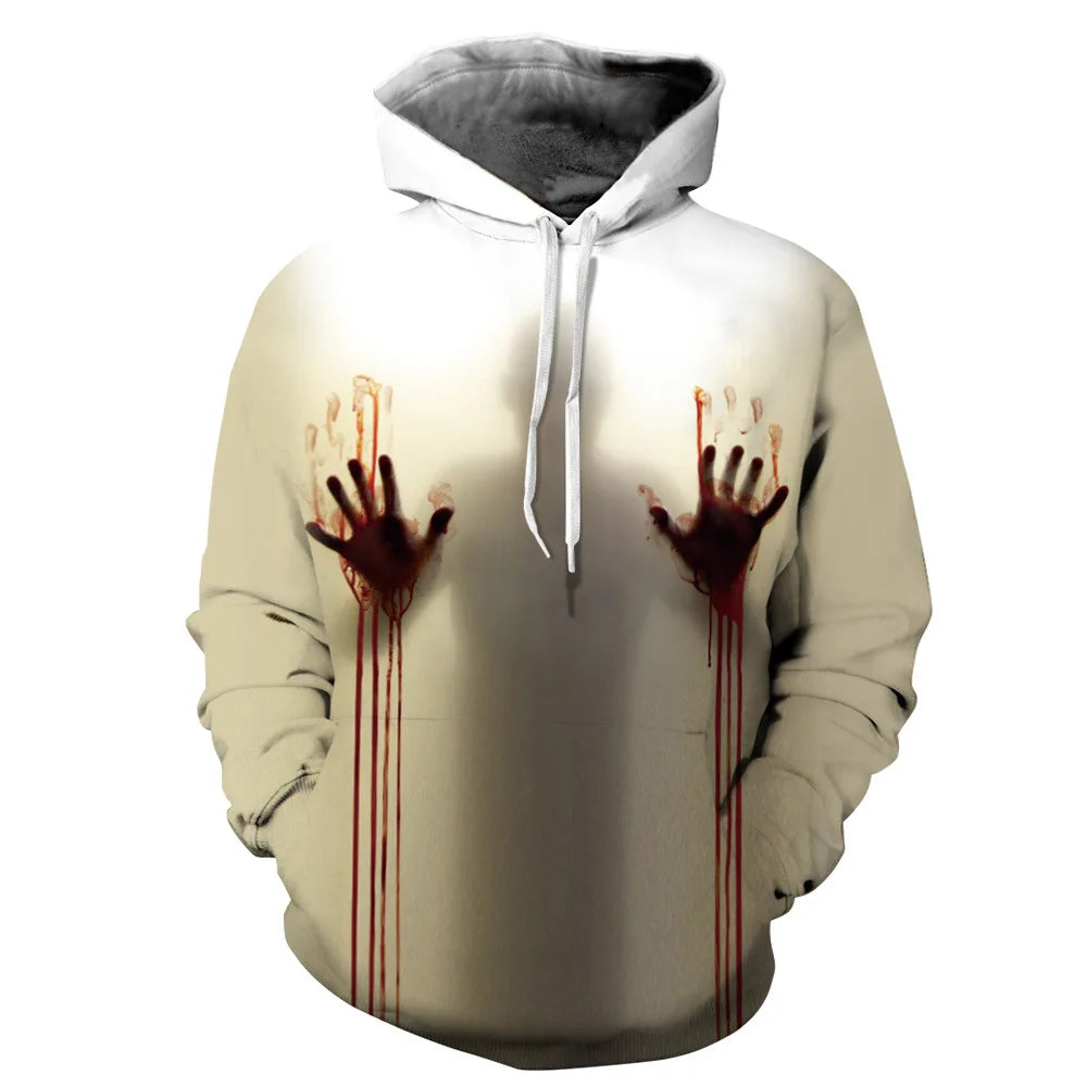 Hoodie with 3D horror-style graphic print