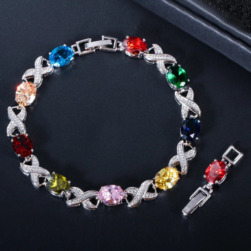 925 sterling silver bangle with gemstone stones