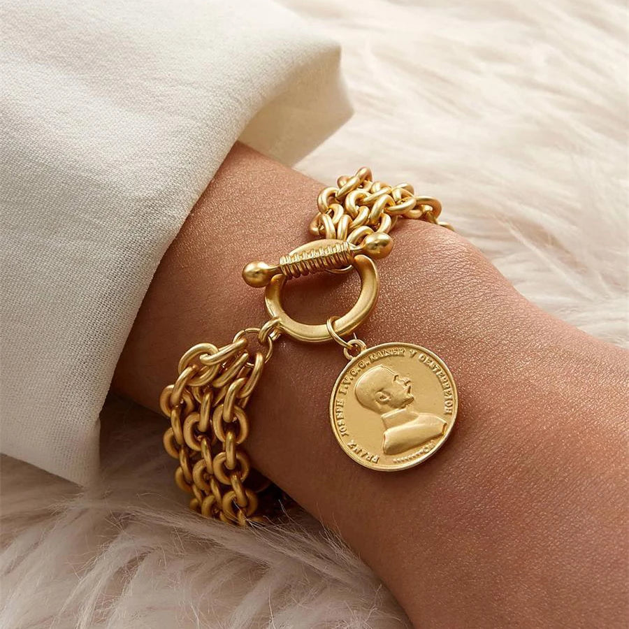 Charm Chain Bracelets For Women Men Stainless Steel Alloy