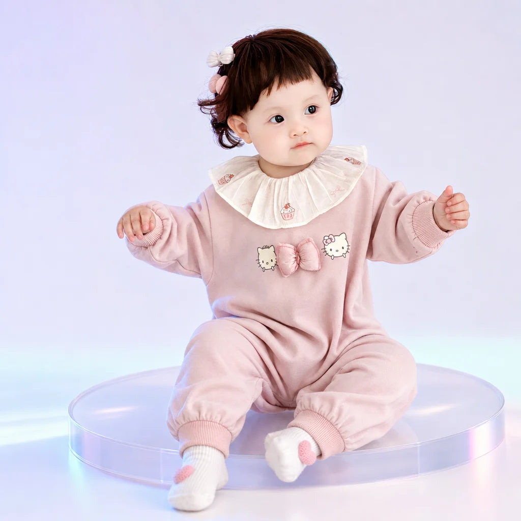 Conjunto bebê rosa com babado
